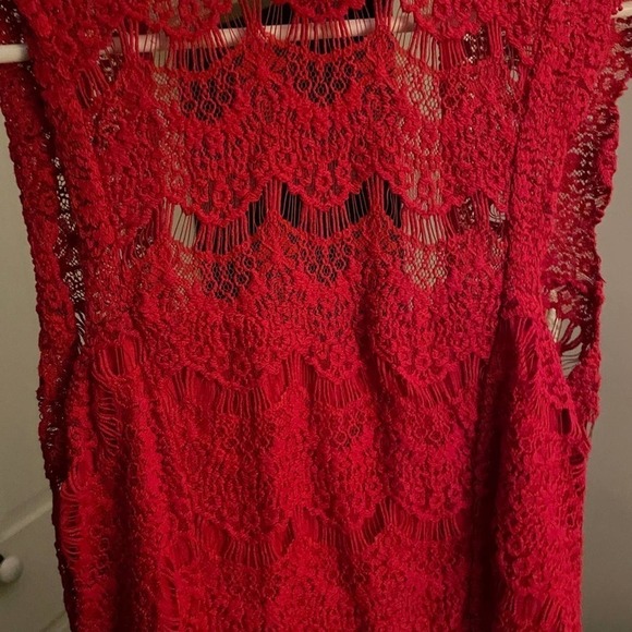 Free People Red Daydream Lace Open Back Dress - Picture 7 of 11